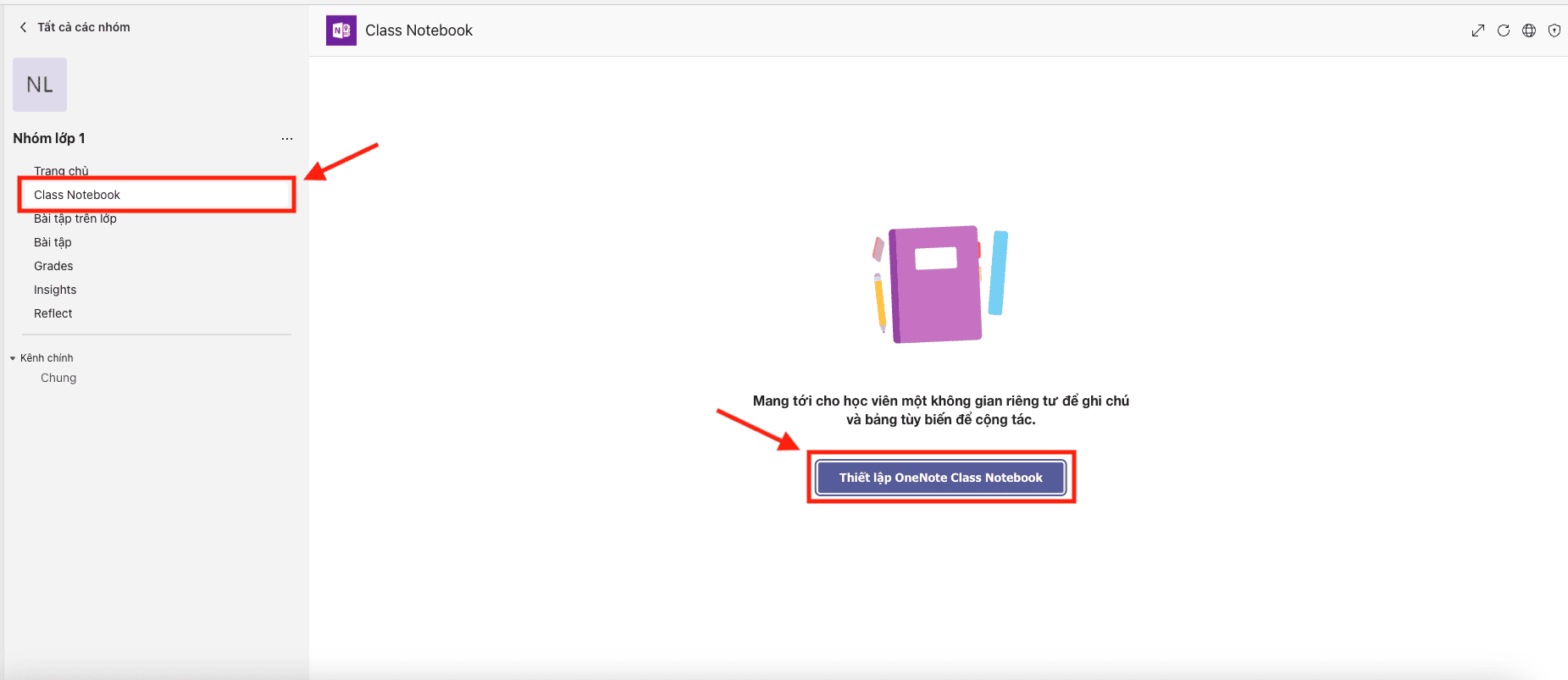 Thiết lập Sổ tay lớp học (OneNote Class Notebook)