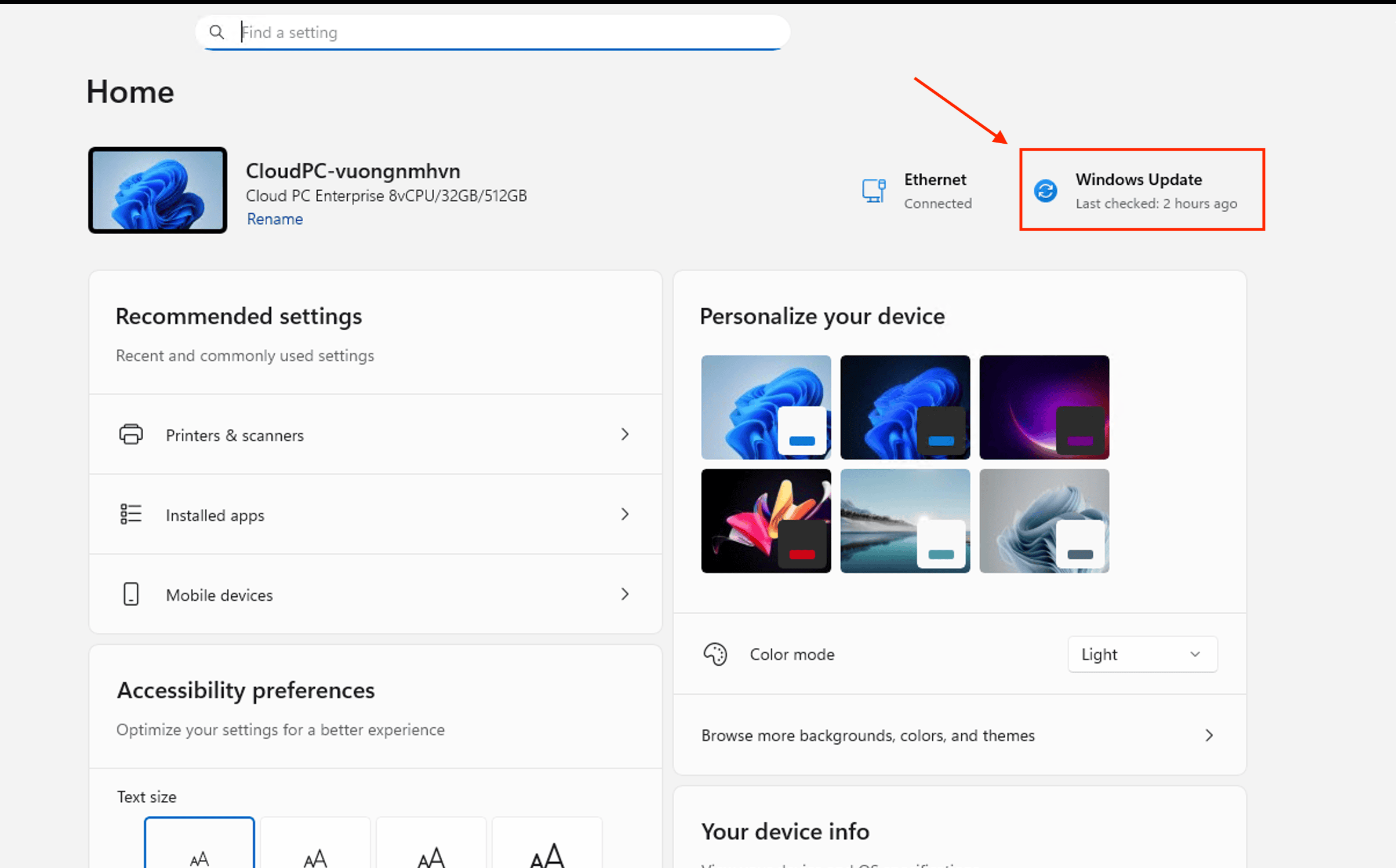 Cách 4: Cập nhật hệ điều hành