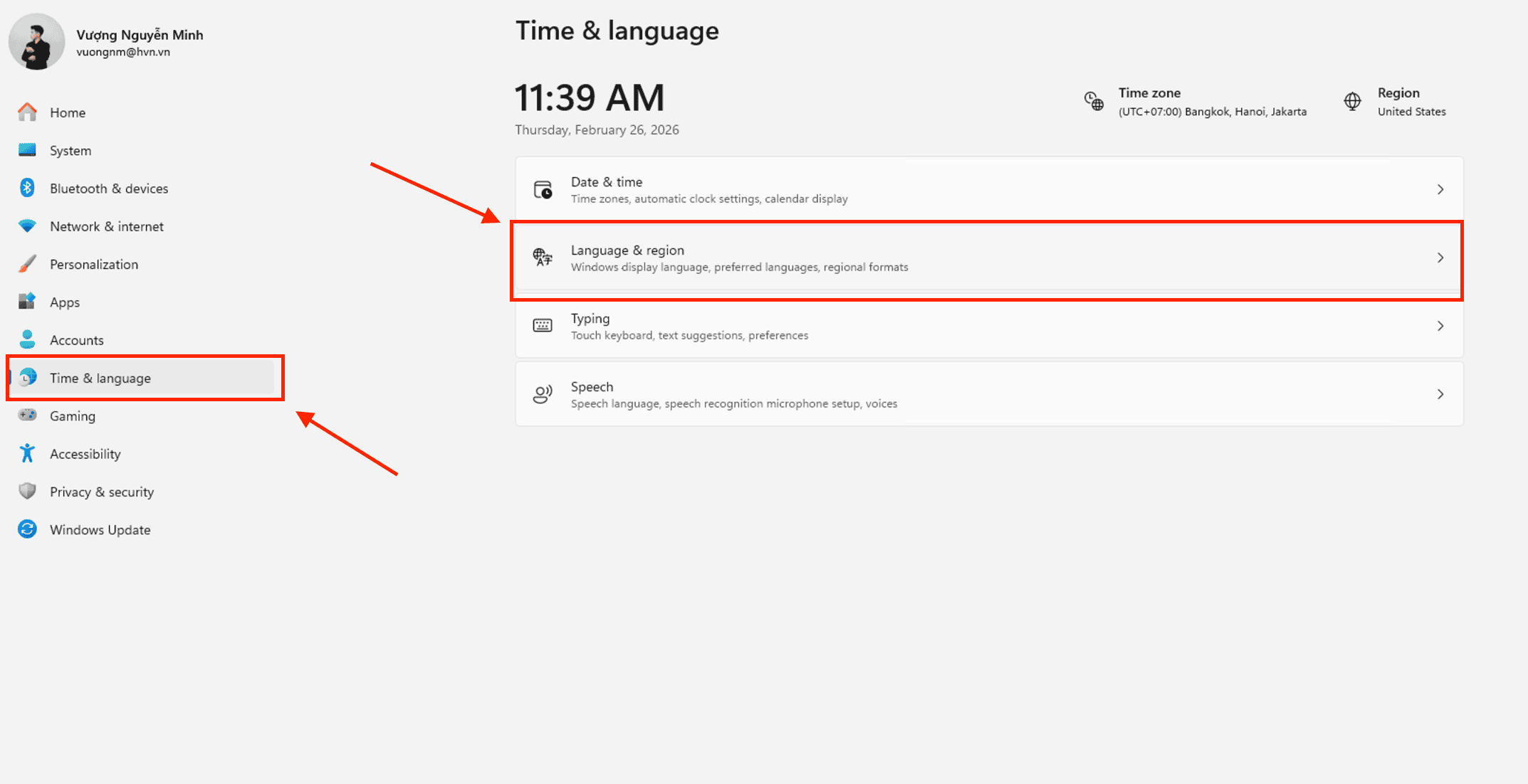 Cách 5: Hiệu chỉnh tham số cấu hình vùng và ngôn ngữ hệ thống