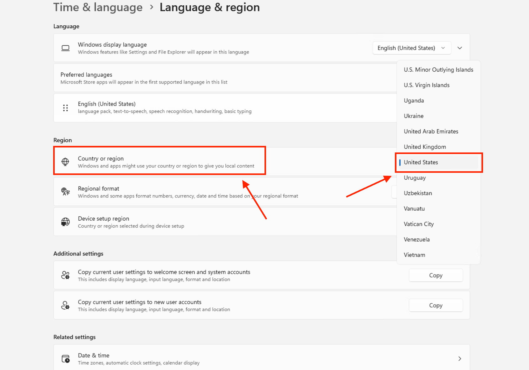 Cách 5: Hiệu chỉnh tham số cấu hình vùng và ngôn ngữ hệ thống