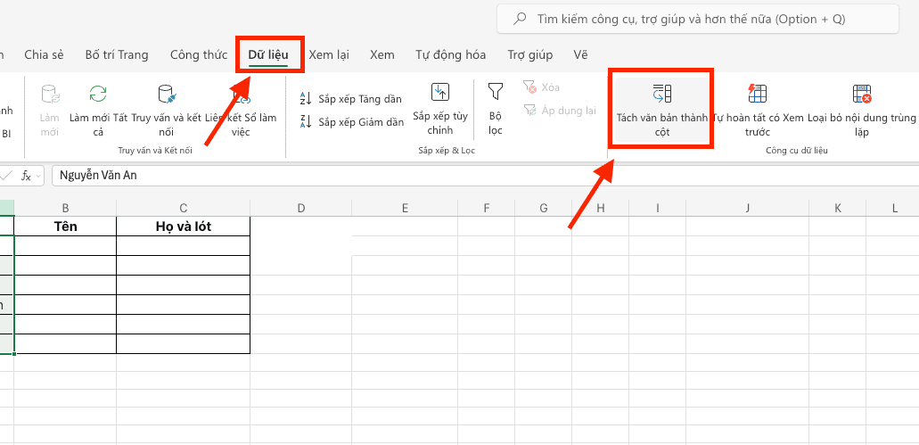 Cơ chế phân tách hạ tầng dữ liệu của Text to Columns