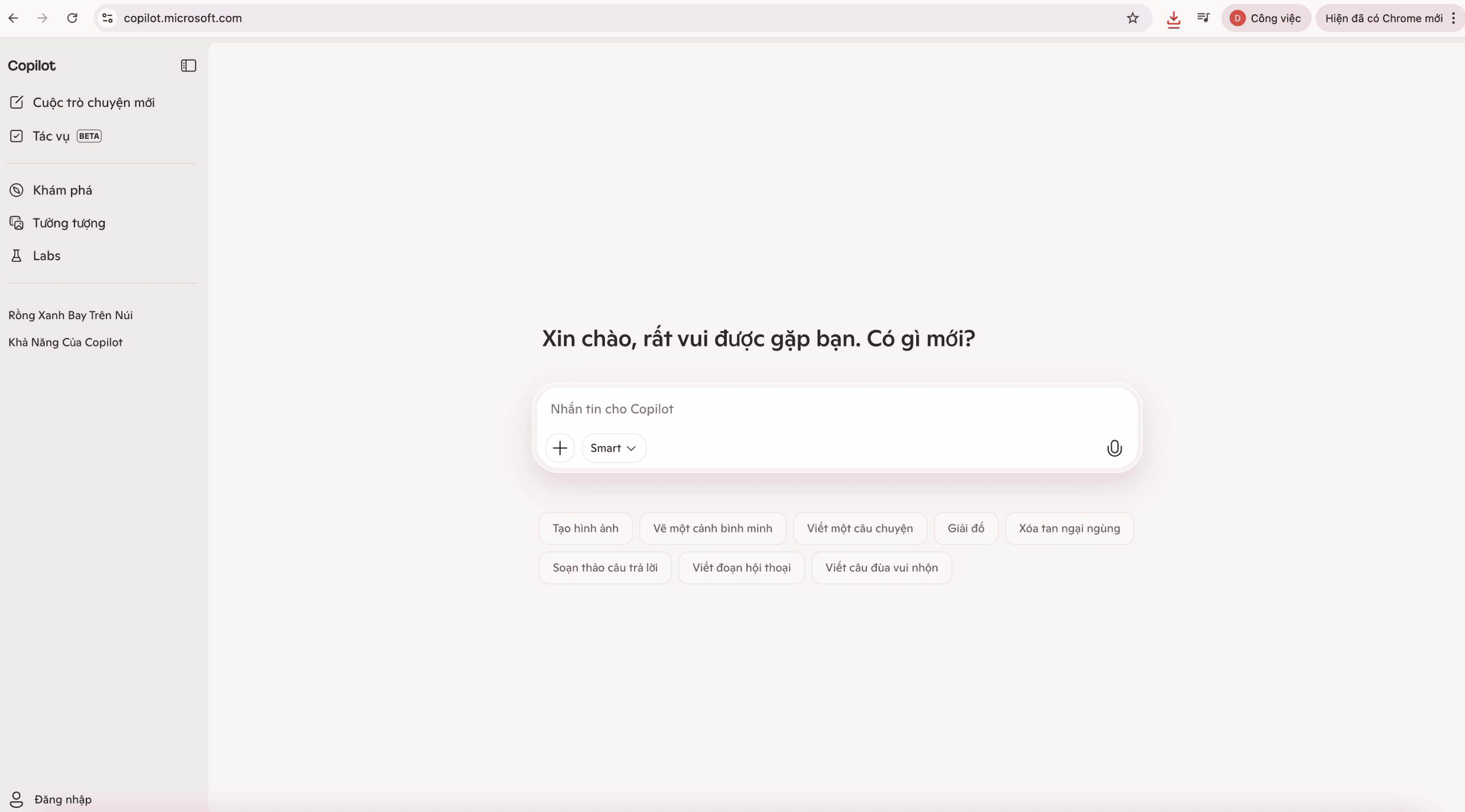 Truy cập vào giao diện Copilot