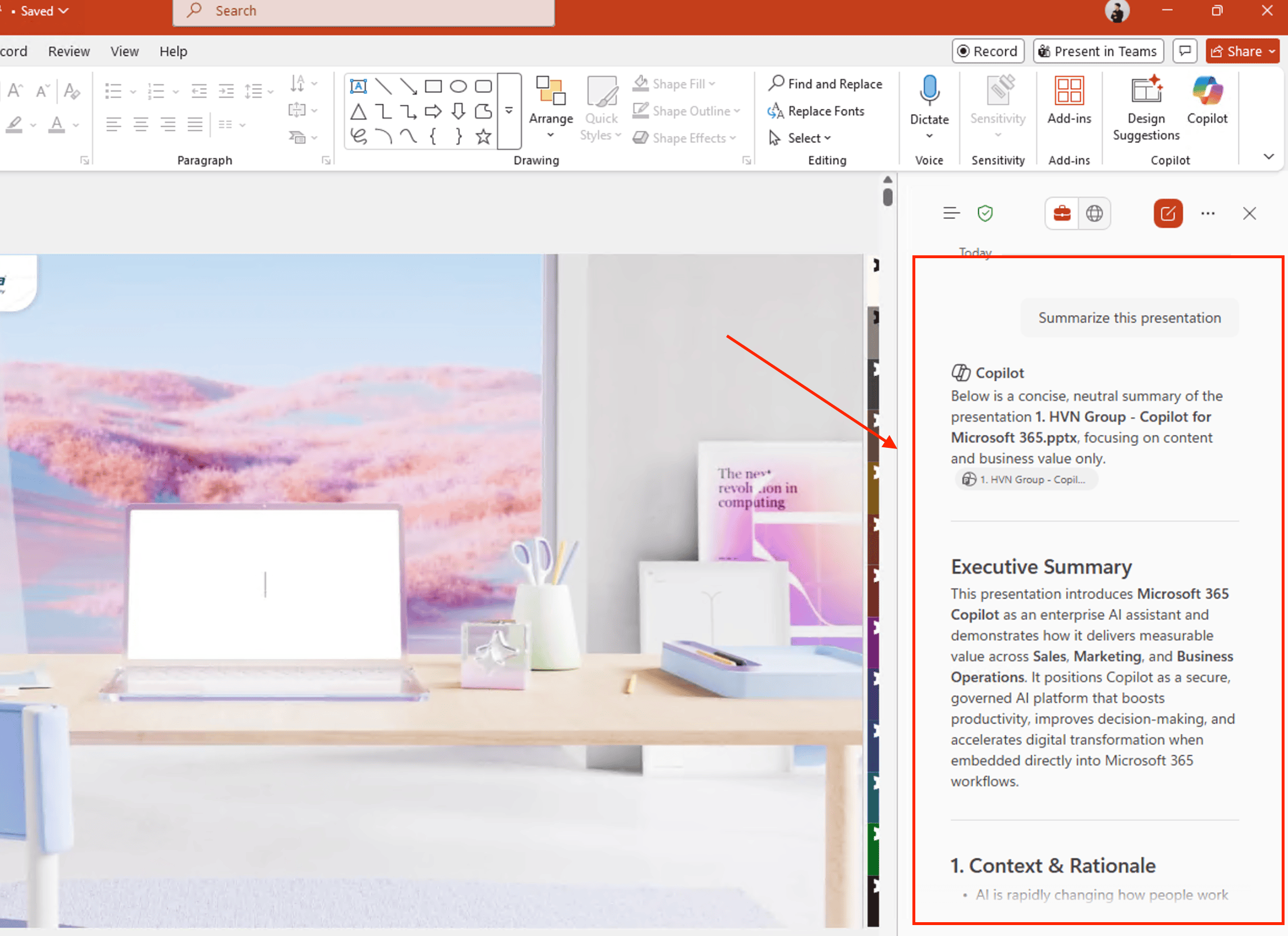 Tóm tắt nội dung của một bản thuyết trình có sẵn
