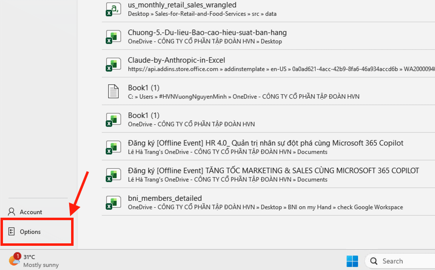 Thiết lập quy trình nén tự động trong Advanced Options