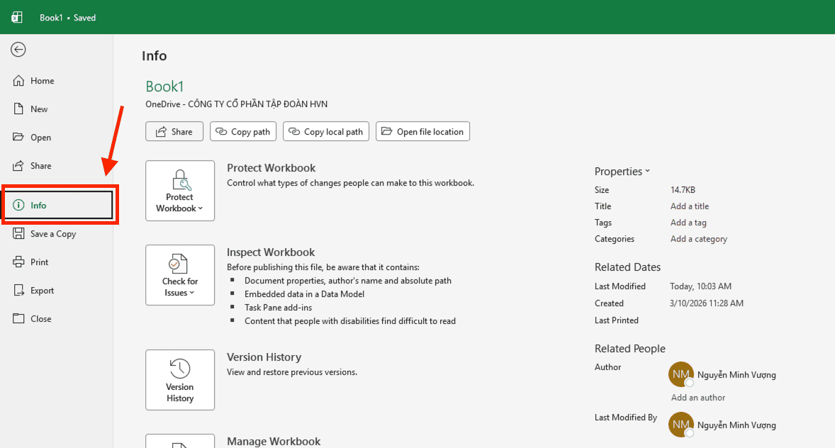 Loại bỏ các thành phần thông tin đồ họa dư thừa bằng Document Inspector