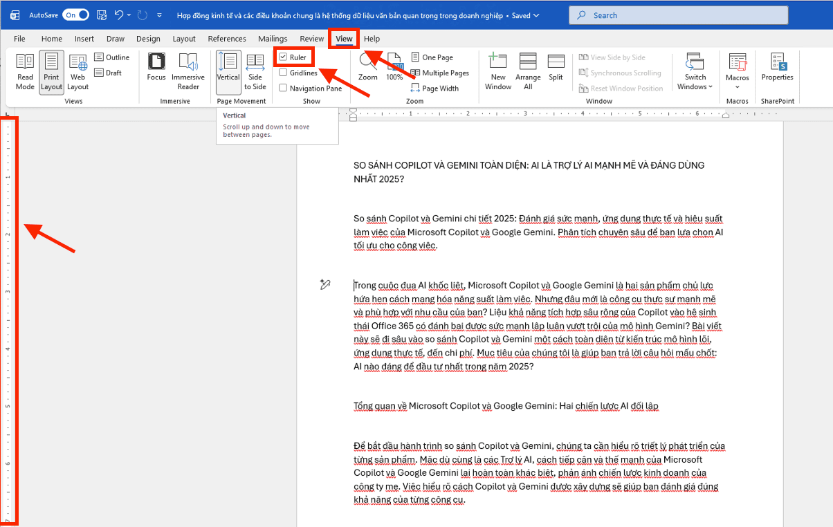 Cách thụt lề dòng đầu tiên trong Word bằng thước Ruler