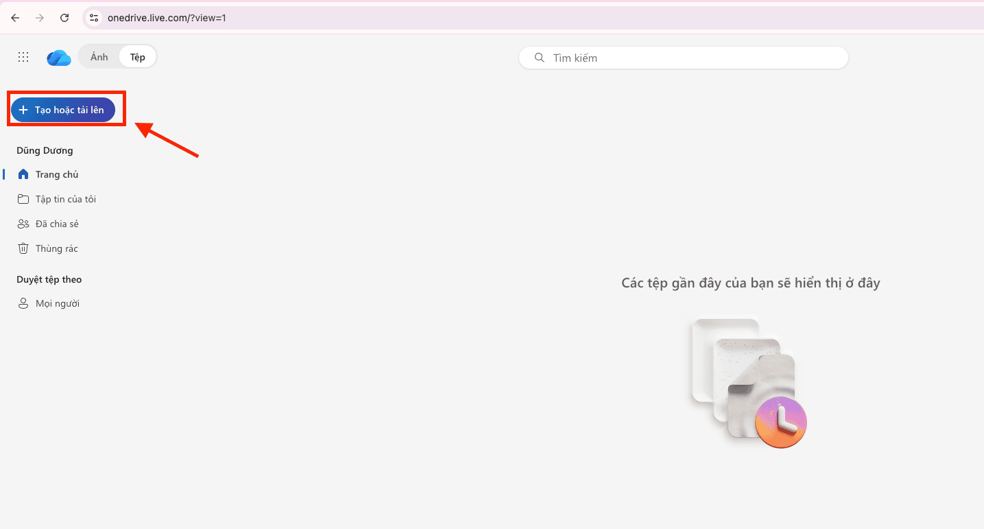 Cách lưu file Excel vào OneDrive bằng giao diện trình duyệt web
