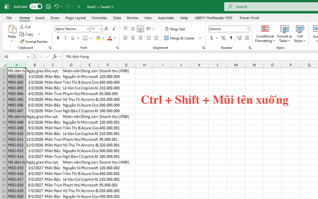 Giải phóng không gian ở các hàng cuối cùng