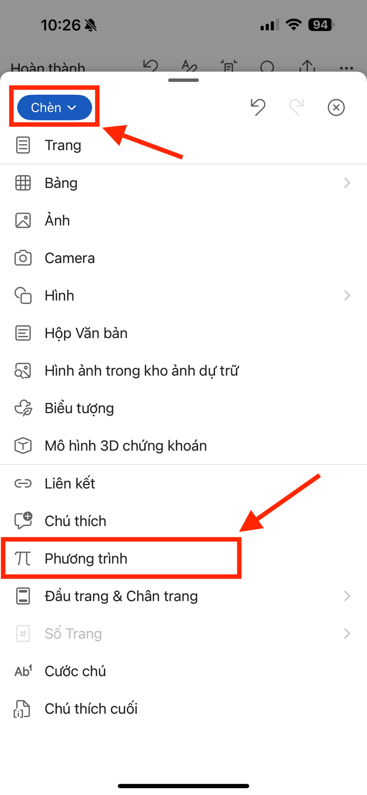 Cách viết phân số trong Word bằng công cụ Phương trình
