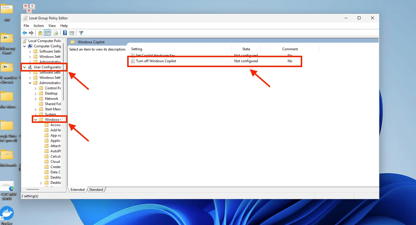 Sử dụng Group Policy Editor (Vô hiệu hóa cấp hạ tầng hệ thống)