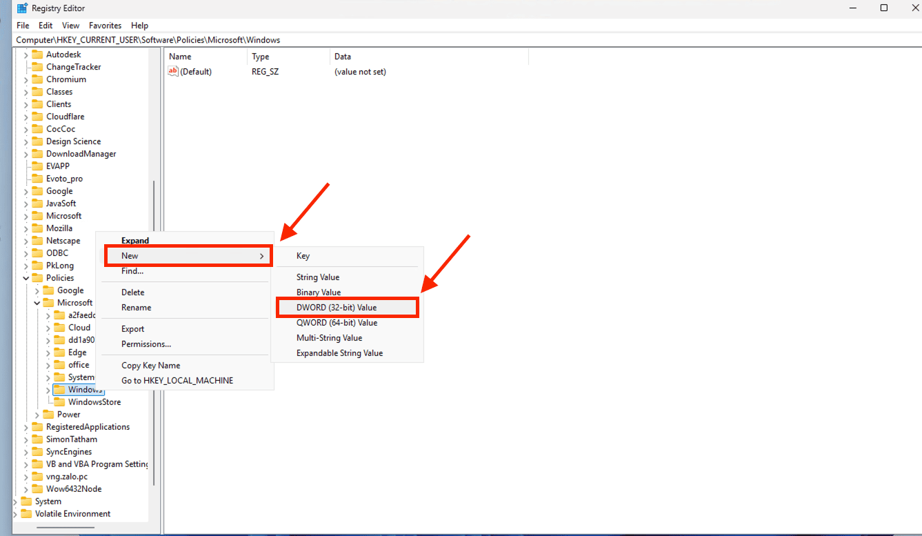 Can thiệp vào hòm thư dữ liệu mã nguồn Registry Editor