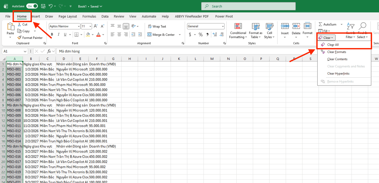 Giải phóng không gian ở các hàng cuối cùng