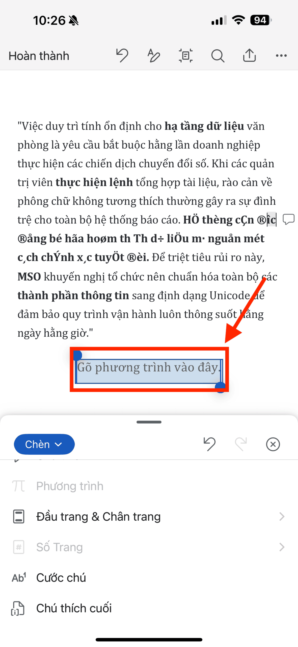 Cách viết phân số trong Word bằng công cụ Phương trình