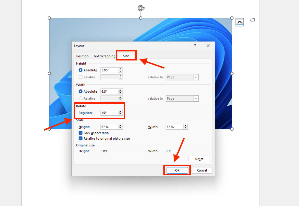 Cách xoay hình ảnh trong Word chính xác