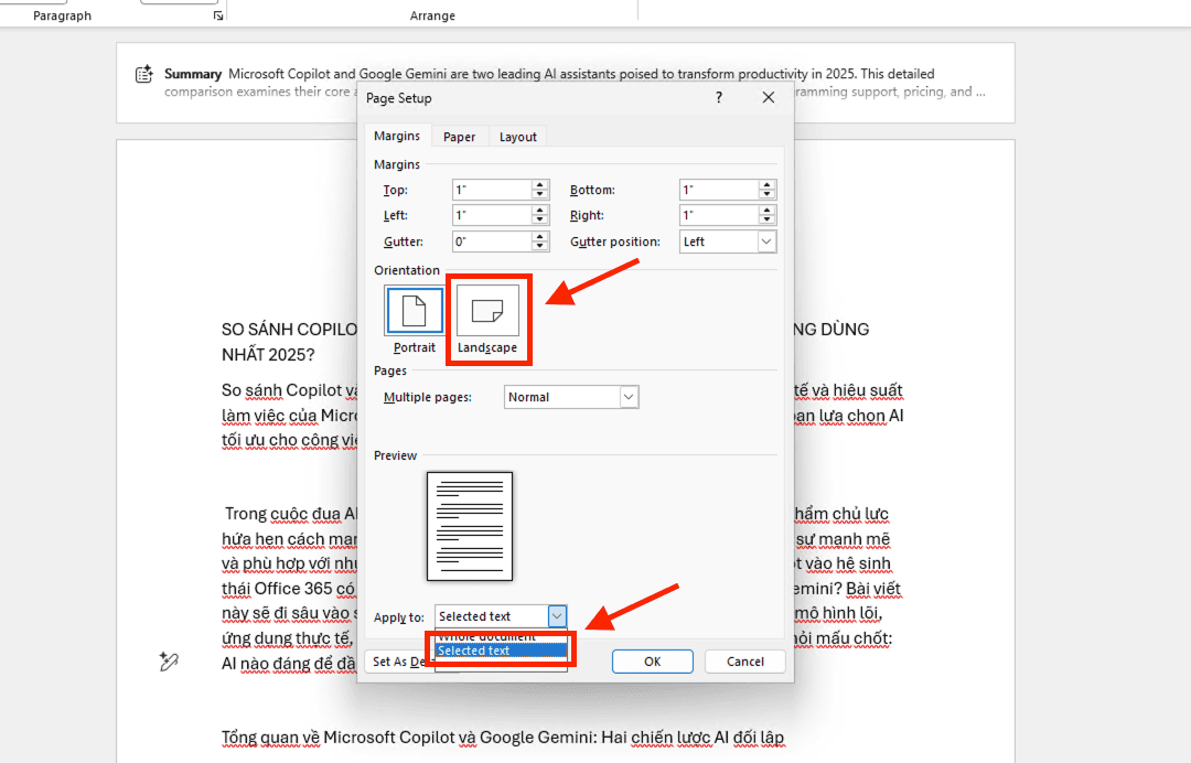 Cách xoay ngang 1 trang bất kỳ trong Word bằng công cụ Page Setup