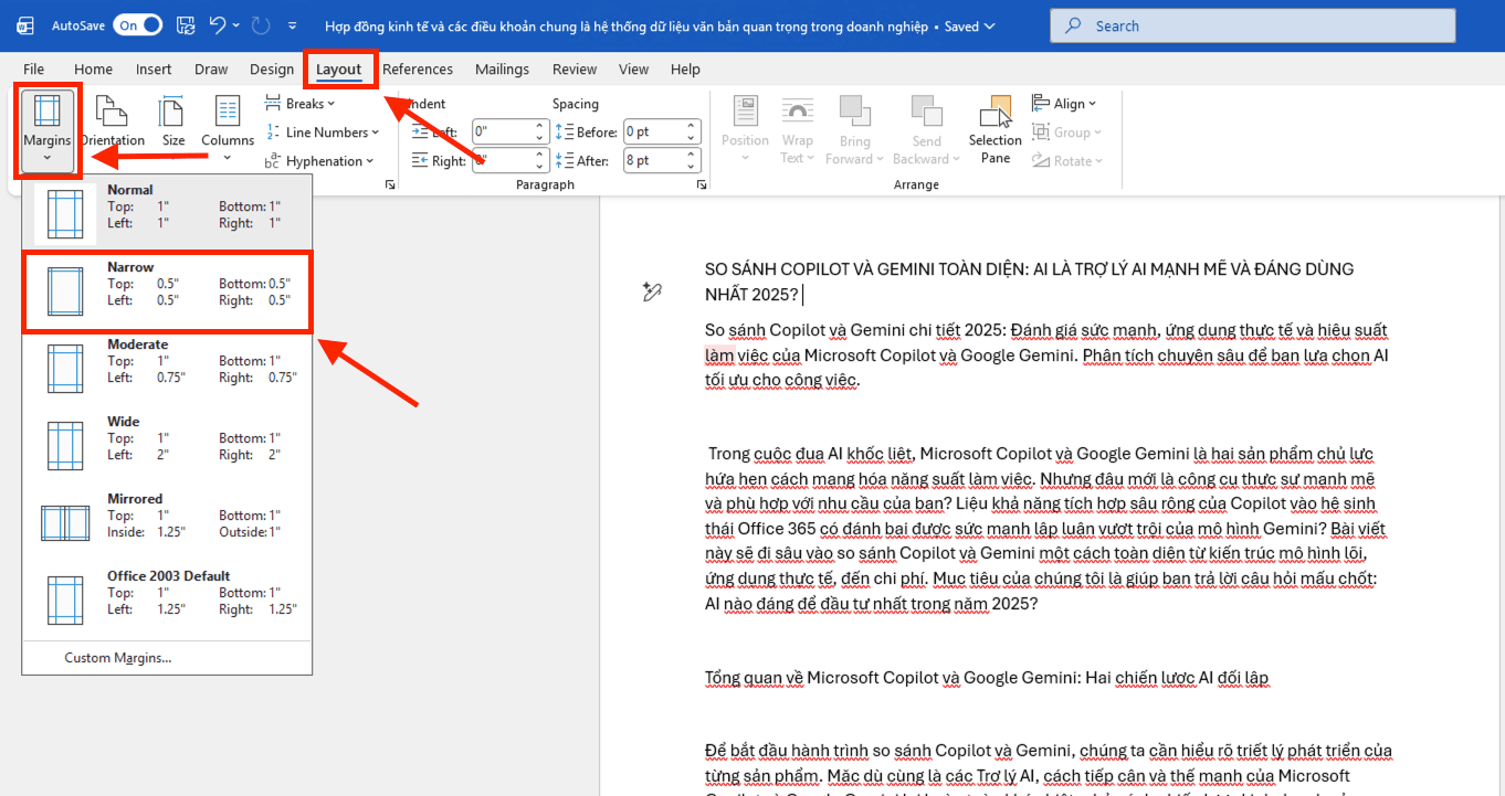 Căn chỉnh lề và thiết lập ranh giới an toàn