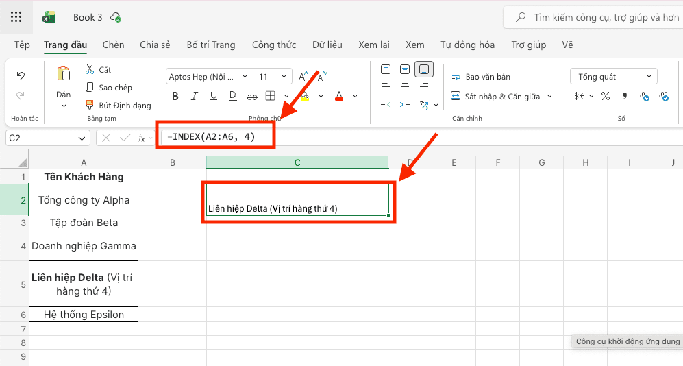 Hàm INDEX: Lấy thông tin tại tọa độ xác định