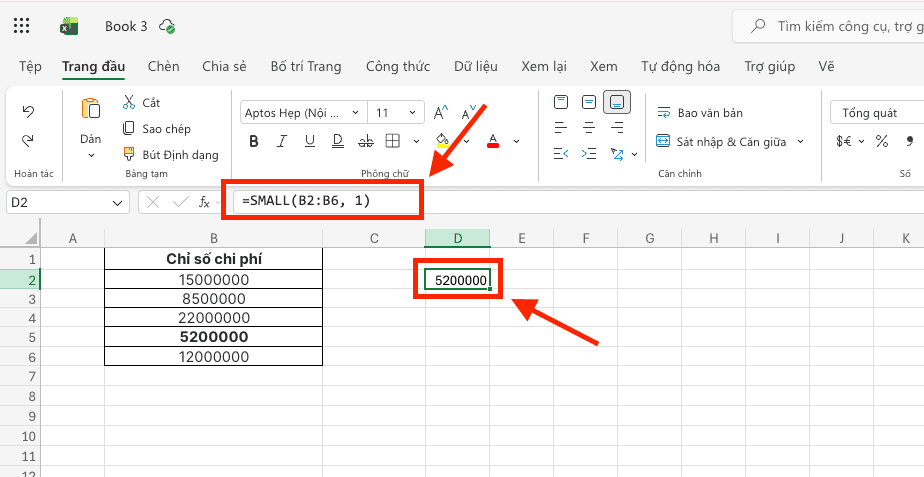 Hàm SMALL: Liệt kê dữ liệu theo thứ tự thứ hạng