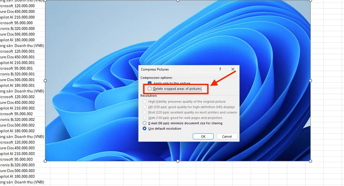 Xóa vùng ảnh đã cắt để giảm dung lượng