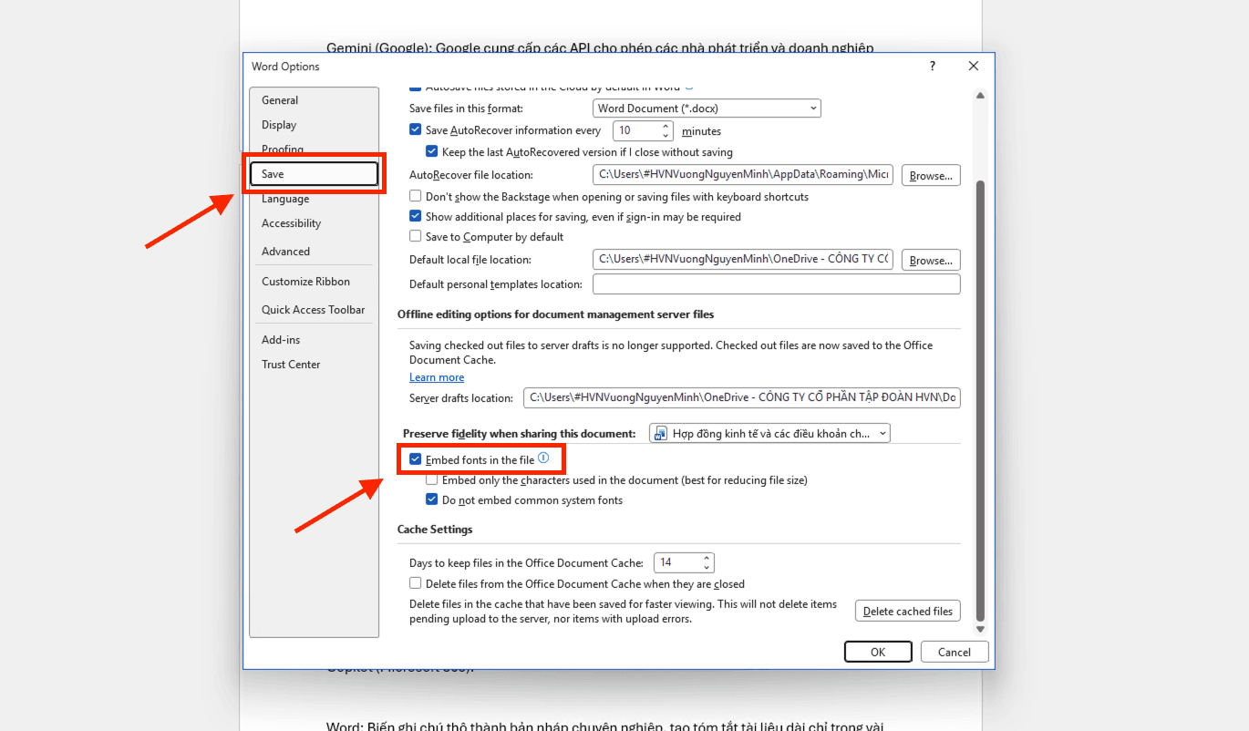 Lỗi phông chữ bị biến dạng khi mở tệp trên thiết bị khác