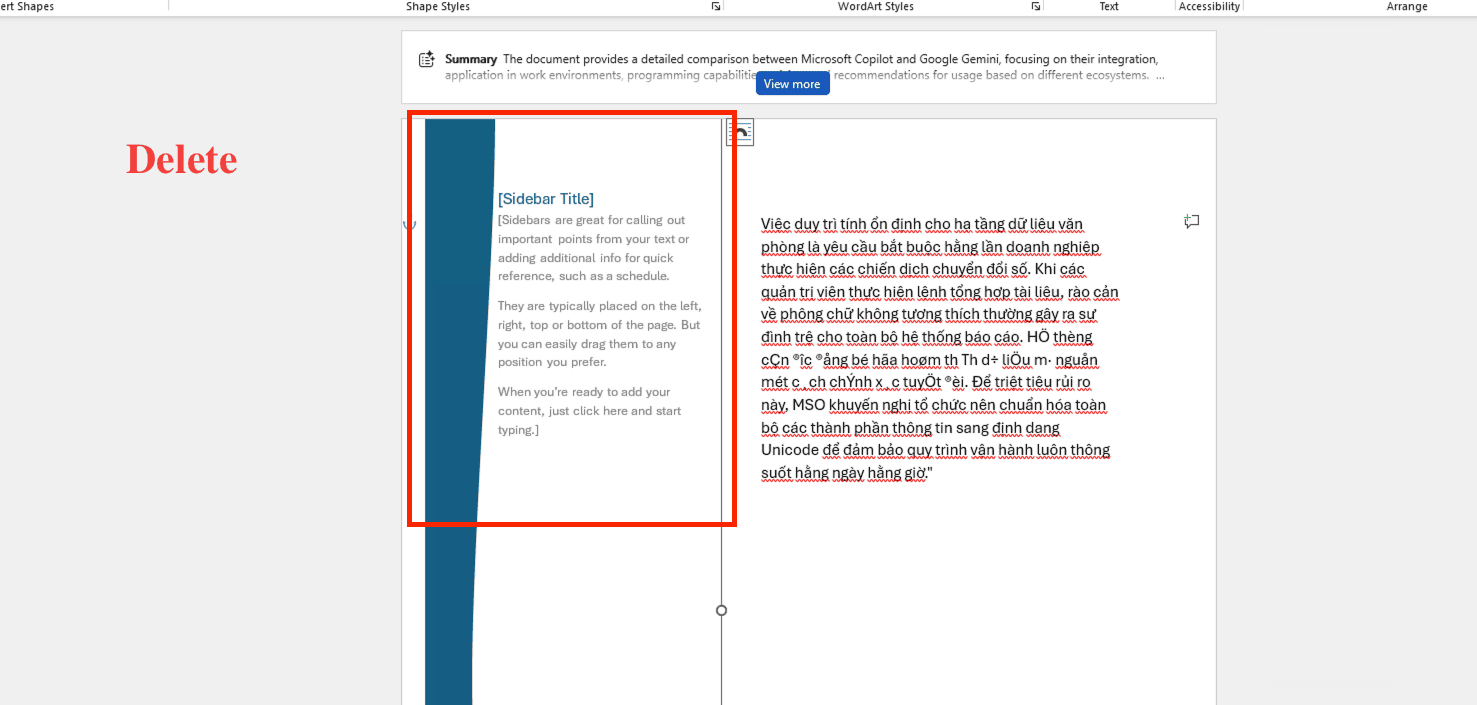 Phương pháp xóa Text Box trong Word