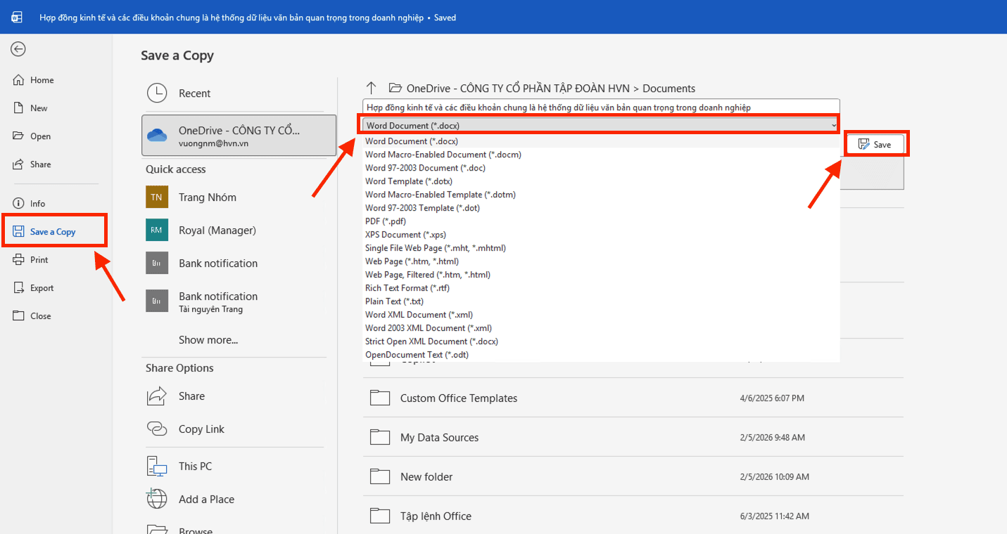 Cách chuyển đổi đuôi doc sang docx thủ công