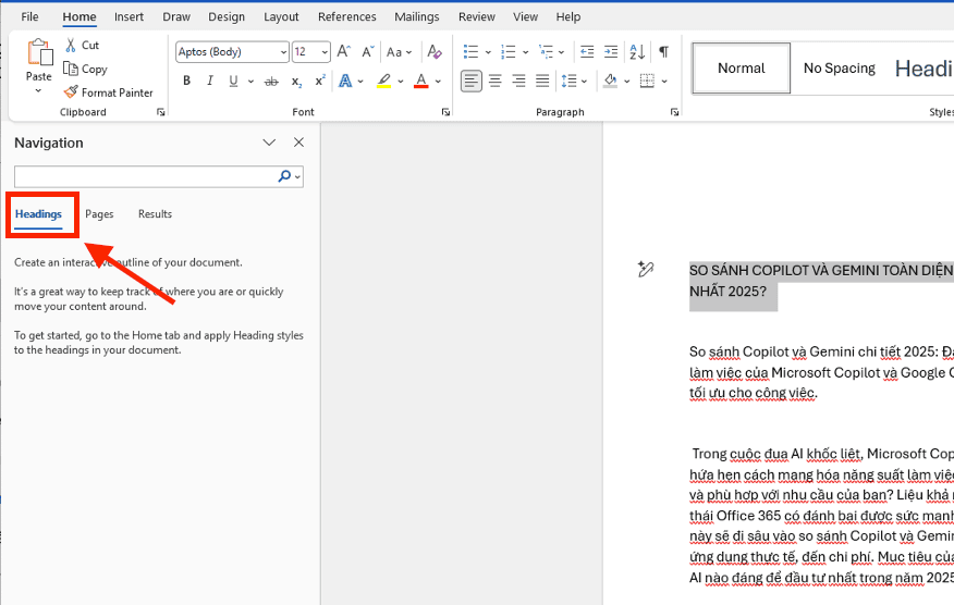 Thẻ Headings (Tiêu đề)