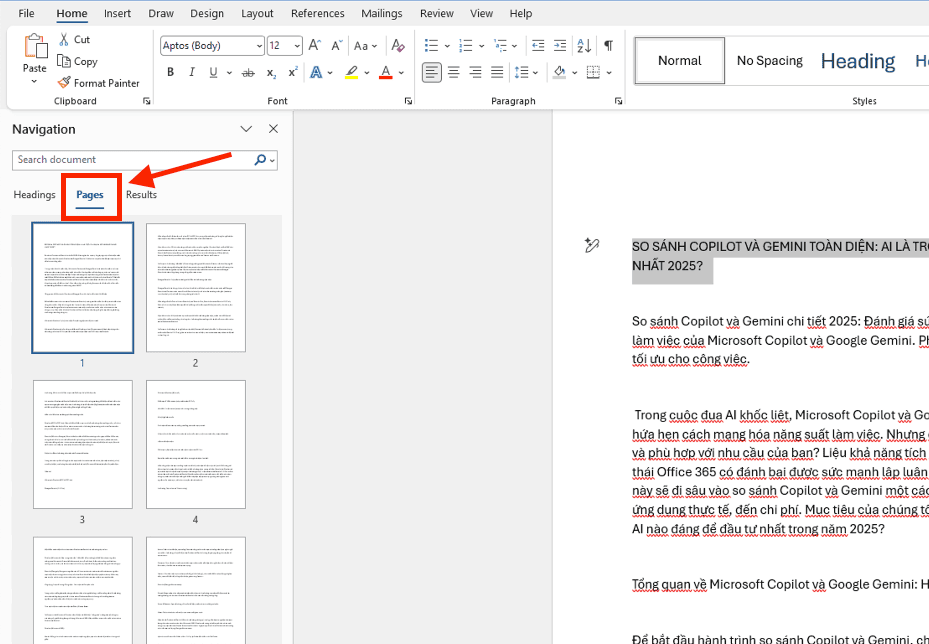Thẻ Pages (Trang)