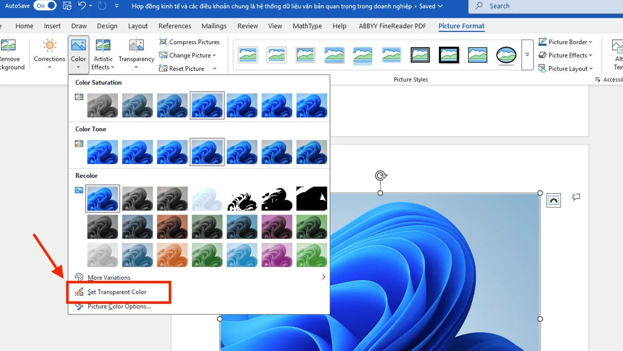 Cách tách ảnh khỏi nền trong Word bằng kỹ thuật Set Transparent Color