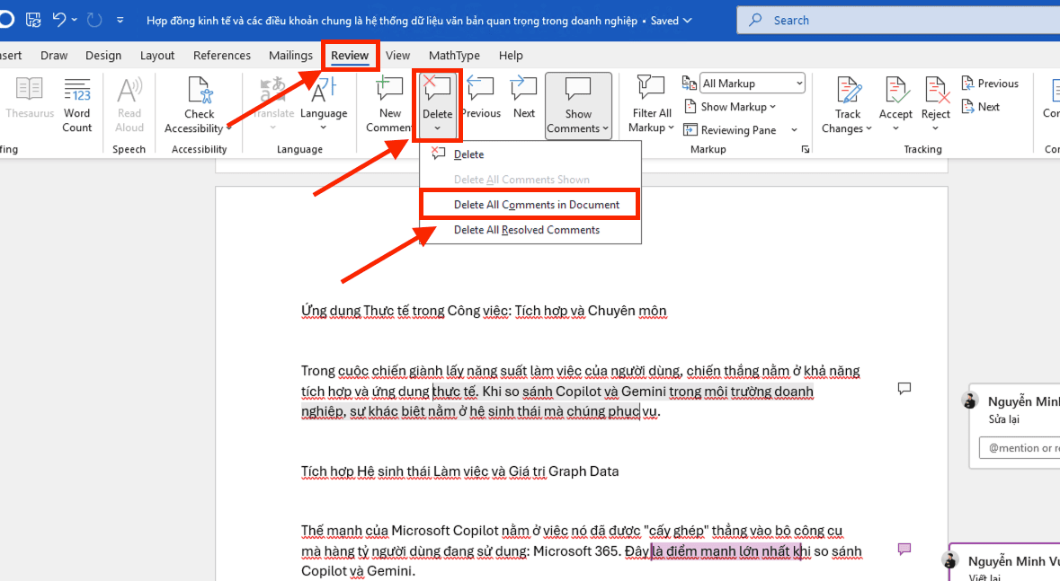 Hướng dẫn xóa comment trong Word hàng loạt