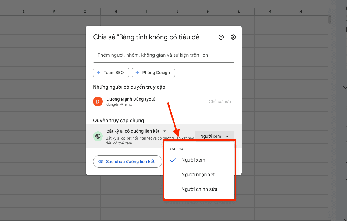 Người nhận có link nhưng không thể chỉnh sửa dữ liệu