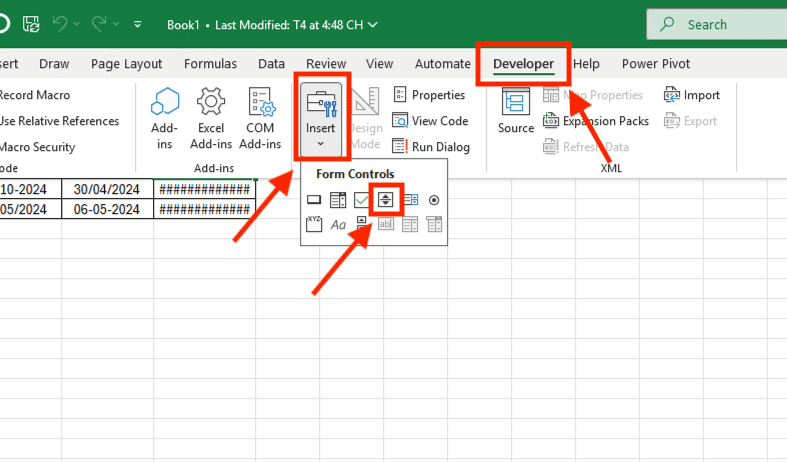 Cách tạo nút tăng giảm trong Excel (Form Controls)