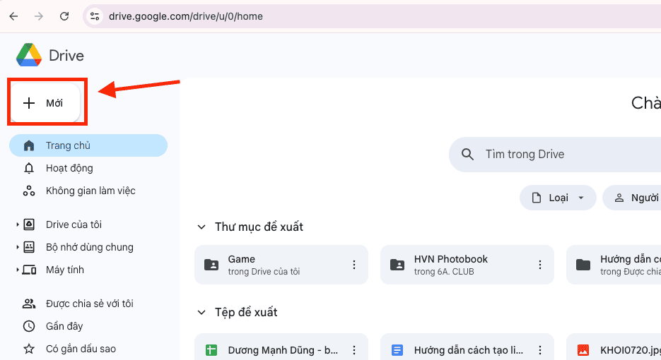 Tải tệp tin Excel sẵn có và khởi tạo link chia sẻ