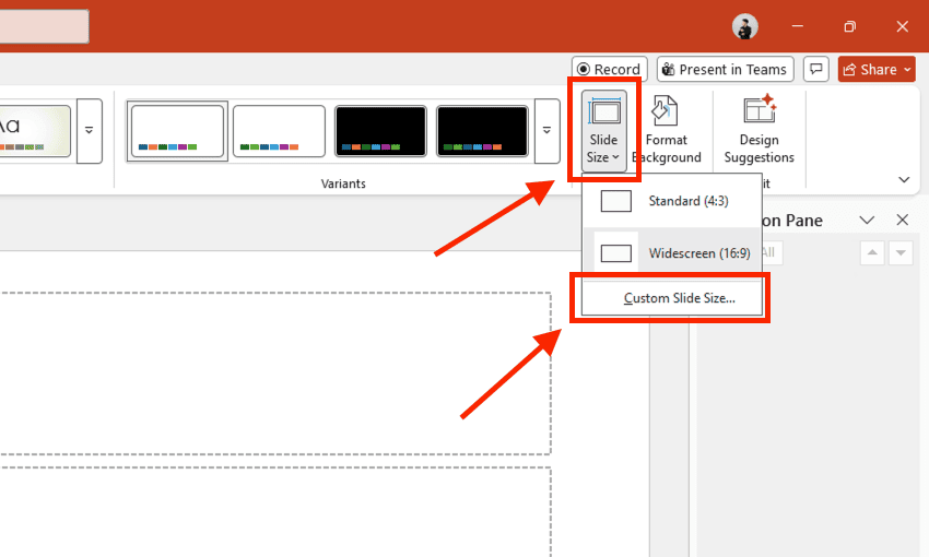 Thiết lập kích thước (Slide Size) chuẩn cho Poster
