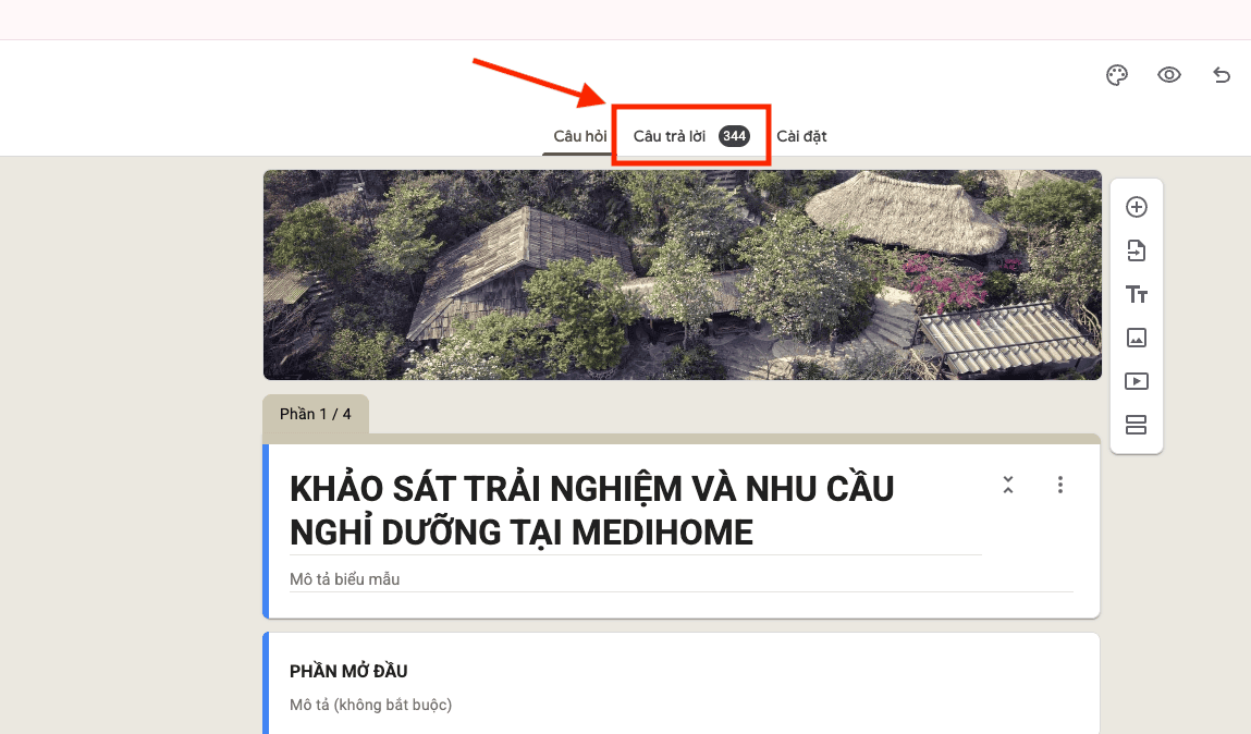 Truy cập trang quản trị câu trả lời trên Google Forms