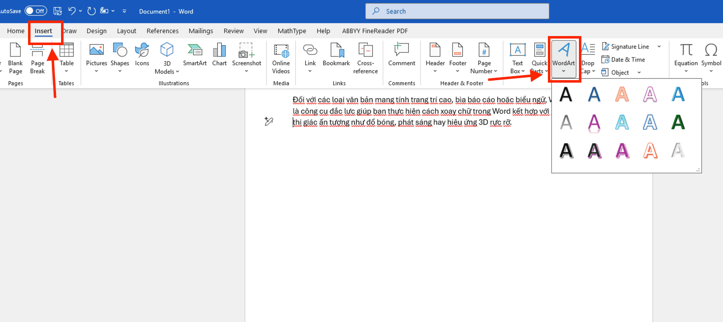 Cách xoay ngang chữ trong Word và tạo hiệu ứng với WordArt