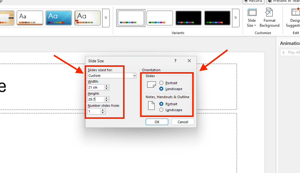 Thiết lập kích thước (Slide Size) chuẩn cho Poster