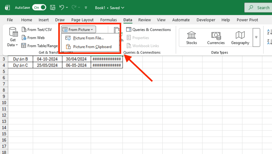 Cách chuyển ảnh thành bảng trong Excel