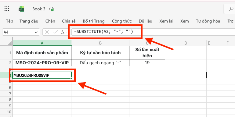 Công thức phối hợp LEN và SUBSTITUTE chuyên sâu