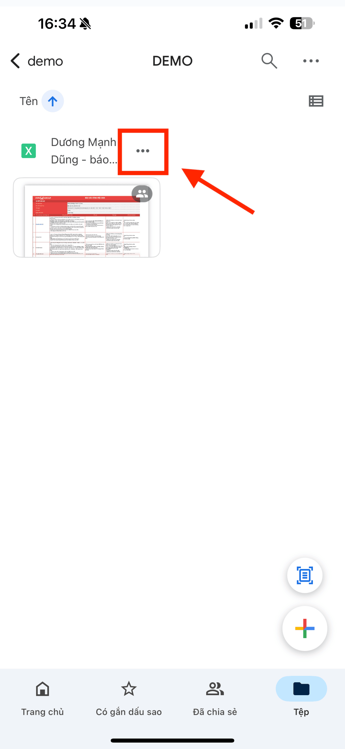 Cách tạo link Google Drive Excel trên điện thoại di động