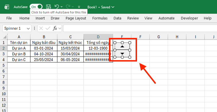 Cách tạo nút tăng giảm trong Excel (Form Controls)