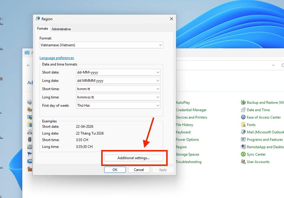 Cách đổi dấu phẩy thành dấu chấm trong Word tự động thông qua cài đặt Windows