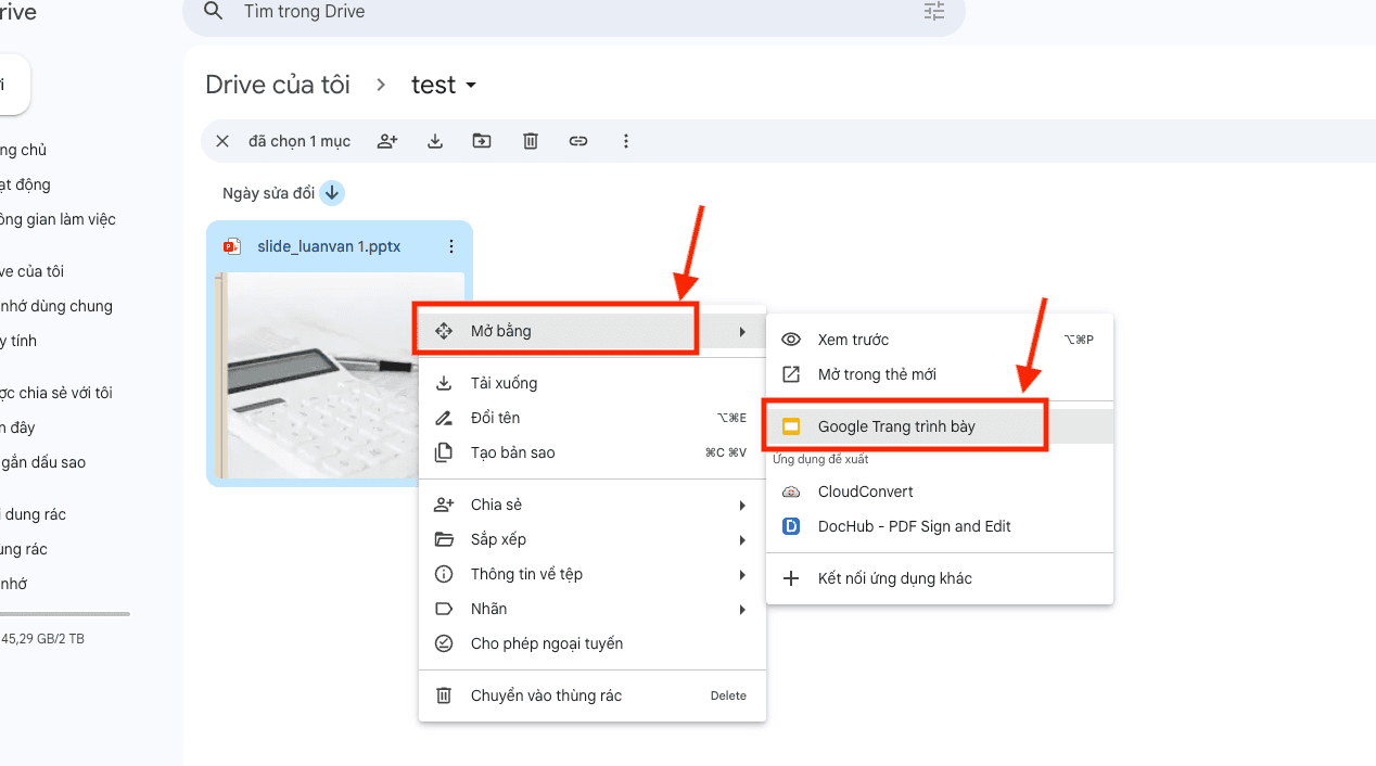 Sử dụng Google Slides (Google Trang trình bày)