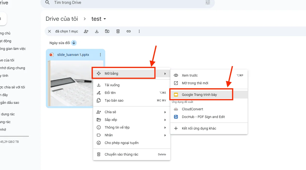 Sử dụng Google Slides (Google Trang trình bày)