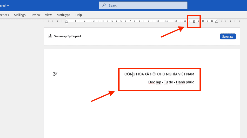 Cách viết Quốc hiệu Tiêu ngữ trong Word bằng công cụ Tab Stop