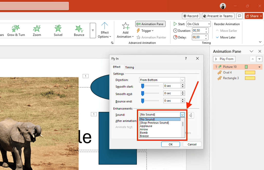Chèn hiệu ứng âm thanh trong PowerPoint từ thư viện có sẵn