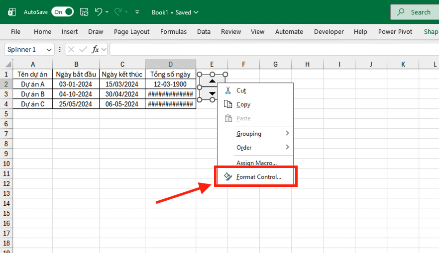 Cách tạo nút tăng giảm trong Excel (Form Controls)