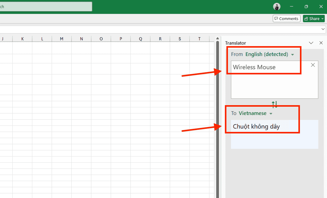 Cách dịch trong Excel bằng công cụ Microsoft Translator