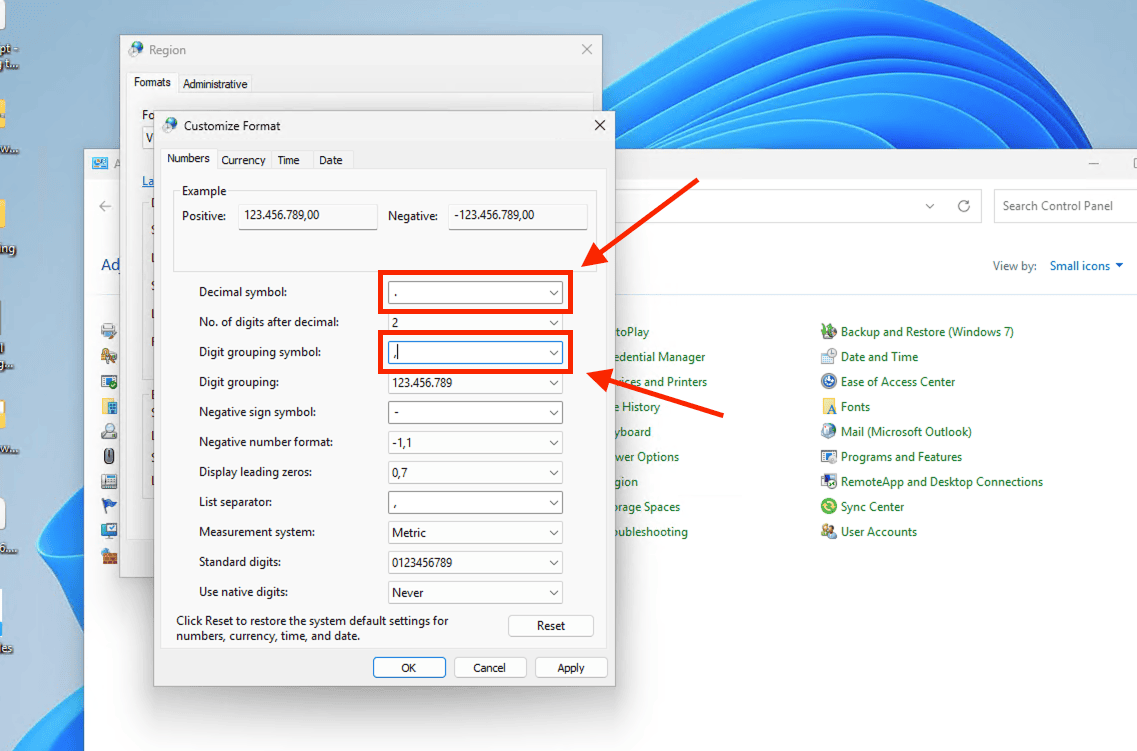 Cách đổi dấu phẩy thành dấu chấm trong Word tự động thông qua cài đặt Windows