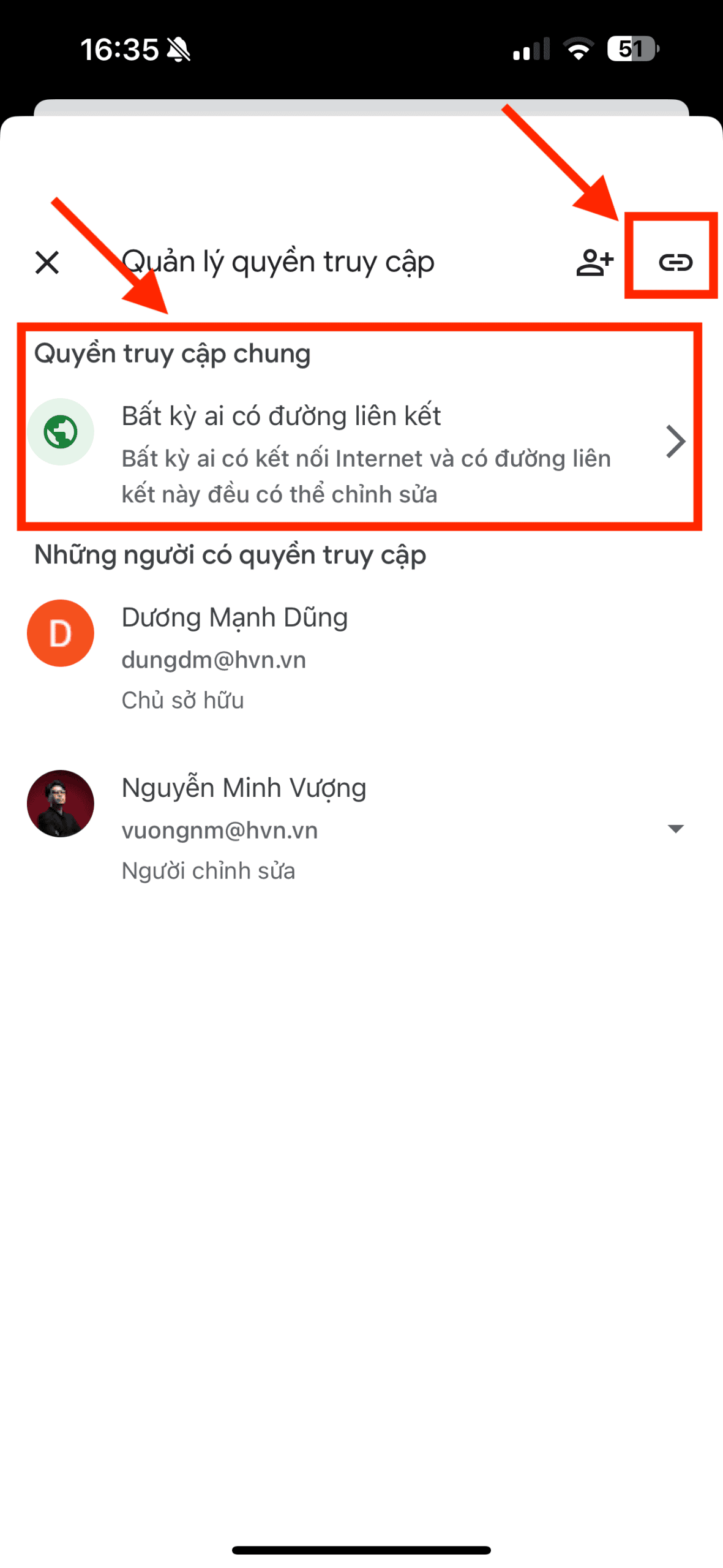 Cách tạo link Google Drive Excel trên điện thoại di động